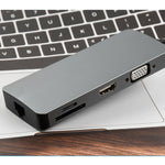 WS-11 ตัวแปลงอะแดปเตอร์ Type-C 8 ใน 1 เป็น HDMI + VGA + SD + TF + RJ45 + PD + 2 x USB3.0 HUB