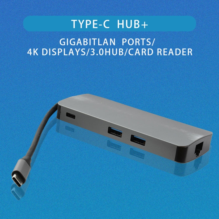 WS-11 ตัวแปลงอะแดปเตอร์ Type-C 8 ใน 1 เป็น HDMI + VGA + SD + TF + RJ45 + PD + 2 x USB3.0 HUB