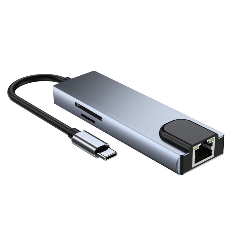 อะแดปเตอร์ 6 in 1 Type-C เป็น HDMI + RJ45 + SD / TF + PD + USB HUB