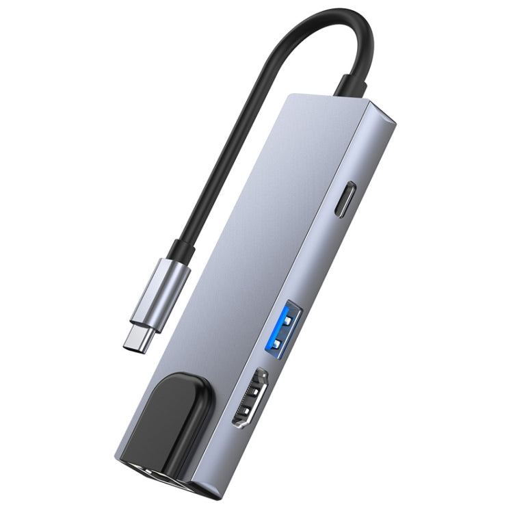 อะแดปเตอร์ 6 in 1 Type-C เป็น HDMI + RJ45 + SD / TF + PD + USB HUB