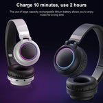 หูฟังบลูทูธ 5.0 สเตอริโอ HiFi พับได้ พร้อมไฟ LED และไมโครโฟน รองรับการ์ด TF / AUX 3.5 มม.