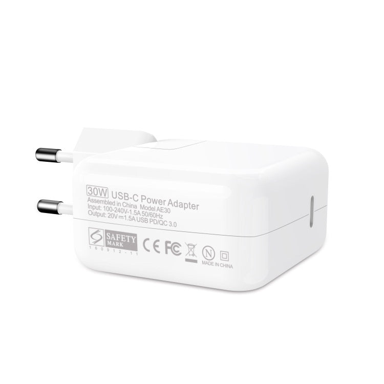อะแดปเตอร์จ่ายไฟพกพา 30W USB-C / Type-C พร้อมสายชาร์จ USB-C / Type-C 1.8 ม., ปลั๊ก US 30W, ปลั๊ก EU 30W, ปลั๊ก UK 30W, ปลั๊ก AU 30W