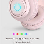 BT06C หูฟังบลูทูธ 5.0 ไร้สายสำหรับเด็กน่ารัก พร้อมไมโครโฟน ไฟ LED รองรับ Aux-in