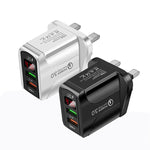 ที่ชาร์จเร็ว F002C QC3.0 USB + USB 2.0 พร้อมจอแสดงผลดิจิทัล LED สำหรับโทรศัพท์มือถือและแท็บเล็ต ปลั๊ก UK
