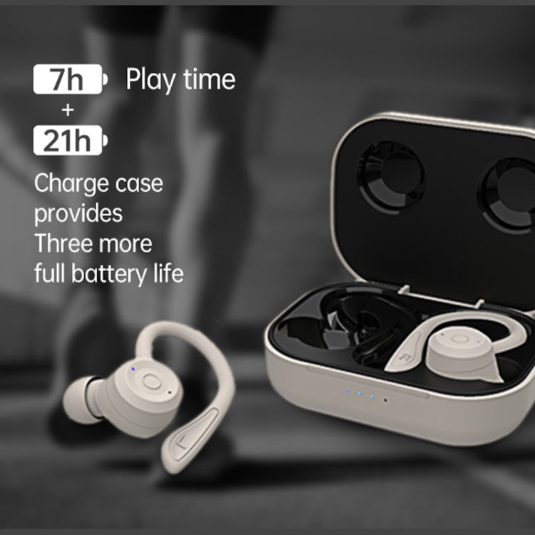T20 TWS หูฟังไร้สายบลูทูธแบบเกี่ยวหู สำหรับกีฬา พร้อมกล่องชาร์จ กันน้ำ IPX6 หูฟังตัดเสียงรบกวน