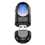 T17 อะแดปเตอร์เสียง USB บลูทูธ 5.0 รับและส่งสัญญาณ 2 in 1 พร้อมจอ LCD สำหรับ PC ทีวี รถยนต์ AUX 3.5 มม., v5.0