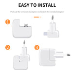 อะแดปเตอร์ไฟฟ้า 2 ชิ้น รุ่น XJ01 สำหรับชาร์จ iPad 10W 12W และ MacBook Series, EU Plug