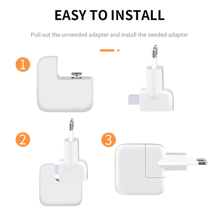 อะแดปเตอร์ไฟฟ้า 2 ชิ้น รุ่น XJ01 สำหรับชาร์จ iPad 10W 12W และ MacBook Series, EU Plug