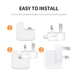 อะแดปเตอร์จ่ายไฟ 2 ชิ้น XJ01 สำหรับที่ชาร์จ iPad 10W 12W และที่ชาร์จ MacBook ซีรีส์ ปลั๊ก UK