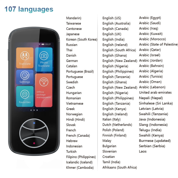 V10 เครื่องแปลภาษาสมาร์ทหน้าจอสัมผัส 3.0 นิ้ว รองรับ 107 ภาษา พร้อมแปลออฟไลน์และแปลภาพ
