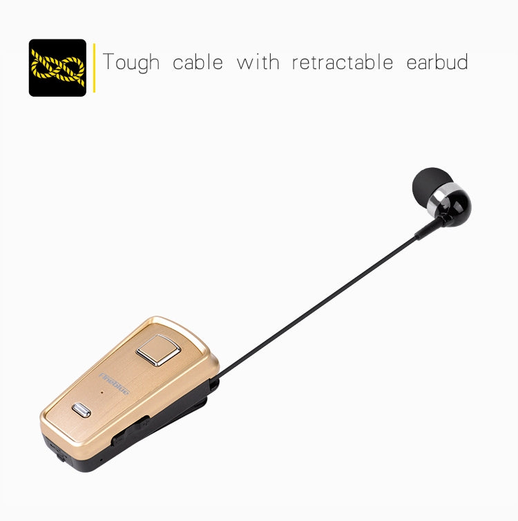 F980 หูฟังบลูทูธ CSR4.1 สายเก็บได้ เตือนสายเรียกเข้าแบบสั่น ป้องกันการโจรกรรม สีขาว