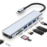 สถานีเชื่อมต่อ 7 in 1 HDMI+SD/TF+USB2.0x2+USB3.0+PD เป็น Type-C HUB