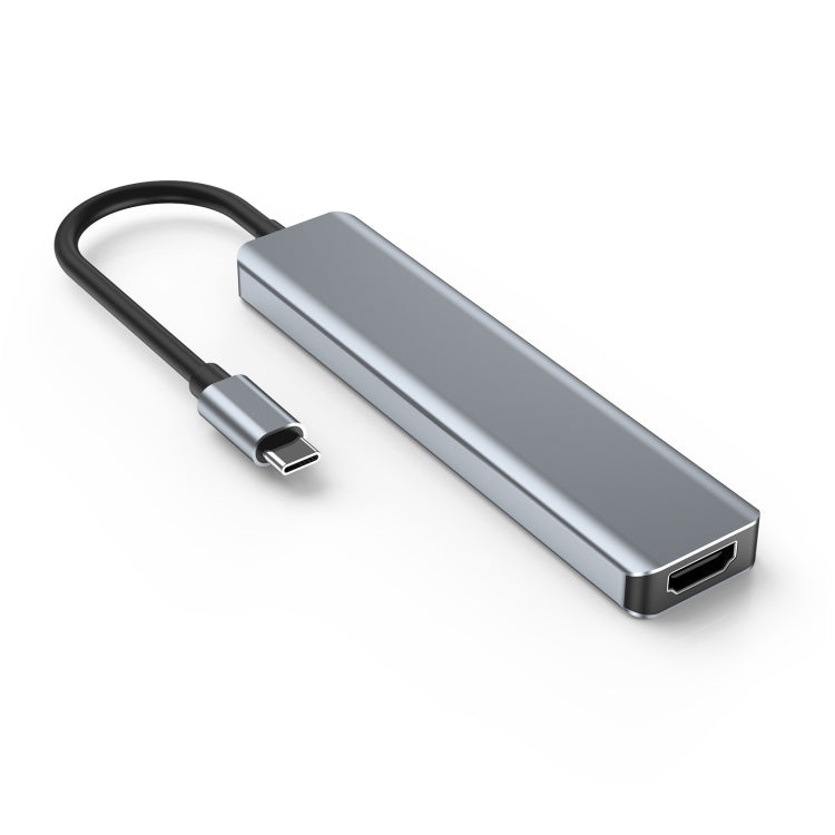 สถานีเชื่อมต่อ 7 in 1 HDMI+SD/TF+USB2.0x2+USB3.0+PD เป็น Type-C HUB