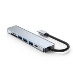 สถานีเชื่อมต่อ 7 in 1 HDMI+SD/TF+USB2.0x2+USB3.0+PD เป็น Type-C HUB