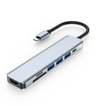 สถานีเชื่อมต่อ 7 in 1 HDMI+SD/TF+USB2.0x2+USB3.0+PD เป็น Type-C HUB
