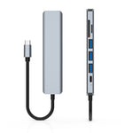 สถานีเชื่อมต่อ 7 in 1 HDMI+SD/TF+USB2.0x2+USB3.0+PD เป็น Type-C HUB