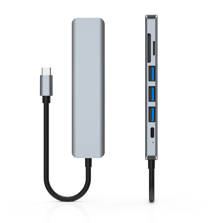 สถานีเชื่อมต่อ 7 in 1 HDMI+SD/TF+USB2.0x2+USB3.0+PD เป็น Type-C HUB