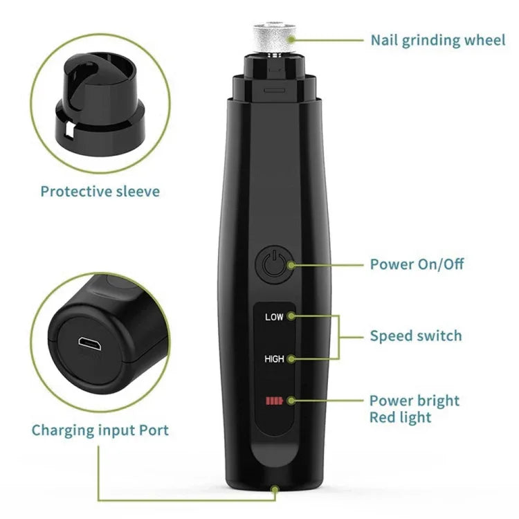 เครื่องเจียรเล็บสุนัขไฟฟ้าชาร์จ USB กรรไกรตัดเล็บไร้ความเจ็บปวด