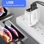 F002C ชาร์จเร็ว USB QC3.0 + USB 2.0 พร้อมจอแสดงผลดิจิทัล LED และสายข้อมูล USB ถึง 8 Pin, ปลั๊ก US, ปลั๊ก US + สาย 8 Pin