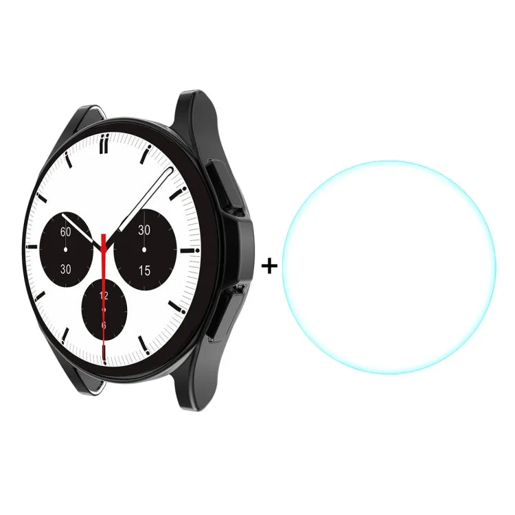 ENKAY สำหรับ Samsung Galaxy Watch4 Classic 42 มม. เคส TPU นุ่มเคลือบอิเล็กโทรไลต์เต็มจอ HD พร้อมฟิล์มกระจกนิรภัย, สำหรับ Samsung Galaxy Watch4 Classic 42 มม.