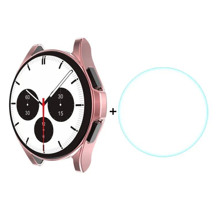 ENKAY สำหรับ Samsung Galaxy Watch4 Classic 42 มม. เคส TPU นุ่มเคลือบอิเล็กโทรไลต์เต็มจอ HD พร้อมฟิล์มกระจกนิรภัย, สำหรับ Samsung Galaxy Watch4 Classic 42 มม.