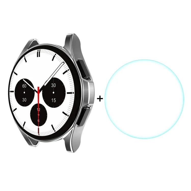 ENKAY สำหรับ Samsung Galaxy Watch4 Classic 42 มม. เคส TPU นุ่มเคลือบอิเล็กโทรไลต์เต็มจอ HD พร้อมฟิล์มกระจกนิรภัย, สำหรับ Samsung Galaxy Watch4 Classic 42 มม.