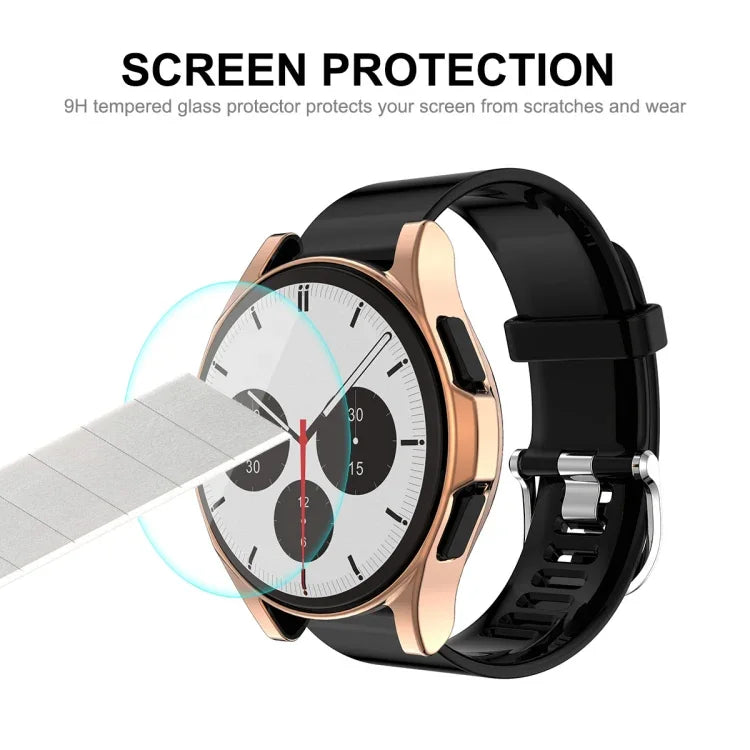 ENKAY สำหรับ Samsung Galaxy Watch4 Classic 42 มม. เคส TPU นุ่มเคลือบอิเล็กโทรไลต์เต็มจอ HD พร้อมฟิล์มกระจกนิรภัย, สำหรับ Samsung Galaxy Watch4 Classic 42 มม.