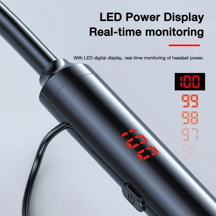 960 หูฟังสเตอริโอแบบคล้องคอแม่เหล็ก พร้อมจอแสดงผล LED รองรับการ์ด TF