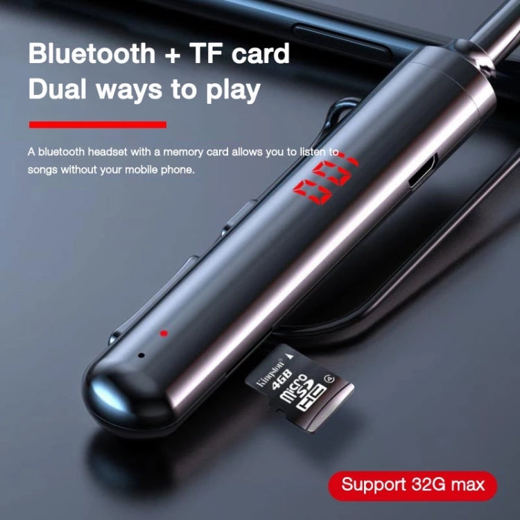960 หูฟังสเตอริโอแบบคล้องคอแม่เหล็ก พร้อมจอแสดงผล LED รองรับการ์ด TF