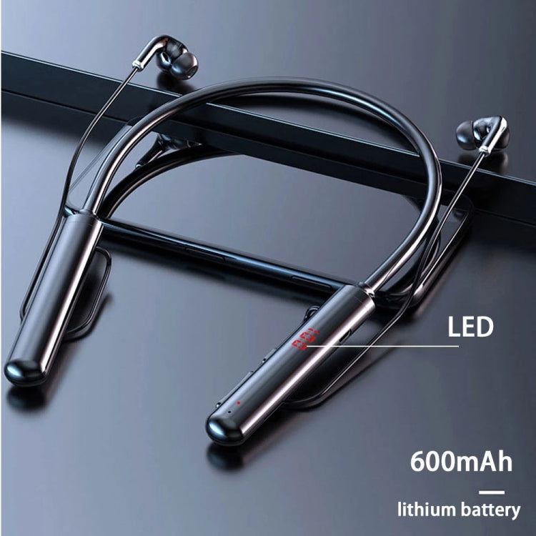 960 หูฟังสเตอริโอแบบคล้องคอแม่เหล็ก พร้อมจอแสดงผล LED รองรับการ์ด TF