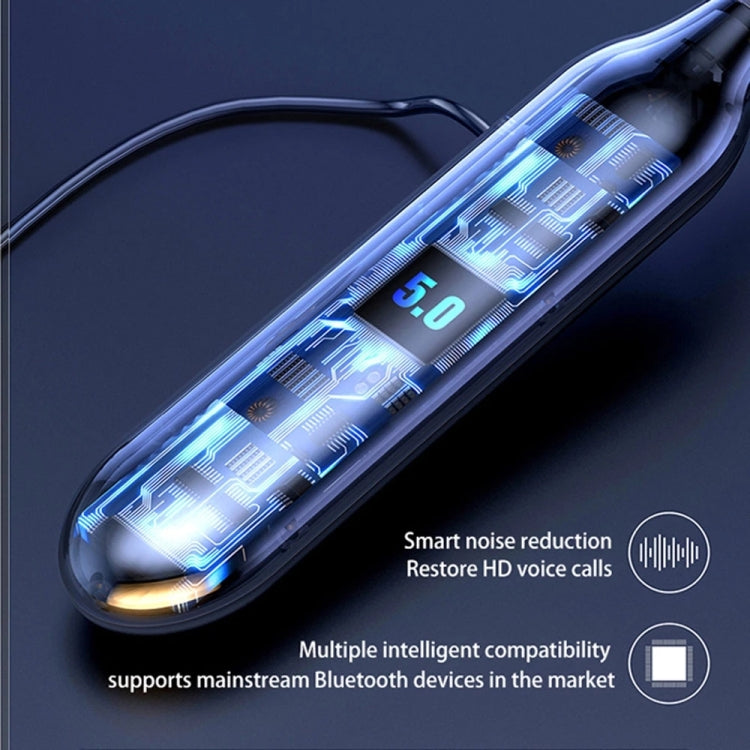 960 หูฟังสเตอริโอแบบคล้องคอแม่เหล็ก พร้อมจอแสดงผล LED รองรับการ์ด TF