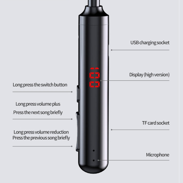 960 หูฟังสเตอริโอแบบคล้องคอแม่เหล็ก พร้อมจอแสดงผล LED รองรับการ์ด TF