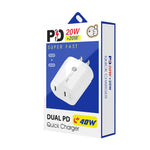 ชาร์จเร็วพอร์ตคู่ 40W PD / Type-C สำหรับ iPhone / iPad ซีรีส์, ปลั๊ก US, ปลั๊ก US