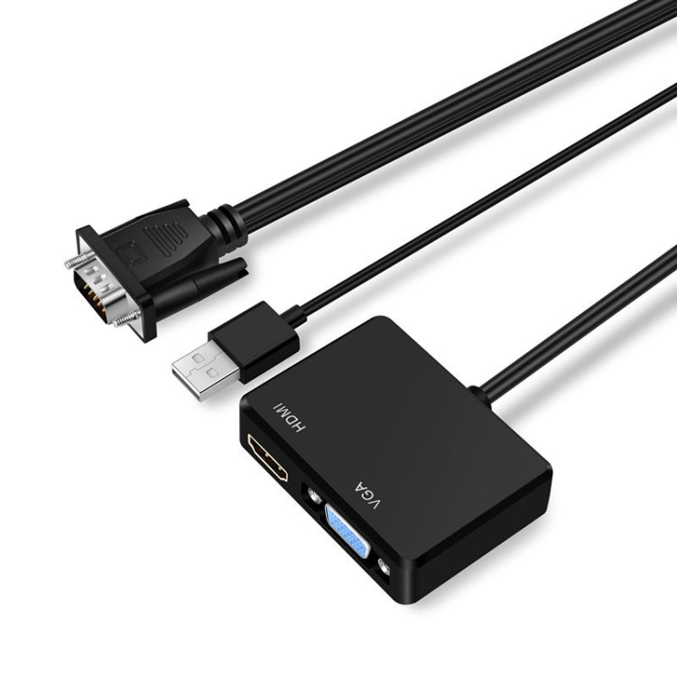 อะแดปเตอร์ VGA เป็น HDMI พร้อมตัวแยกสัญญาณ VGA และแปลงเสียง 3.5 มม.