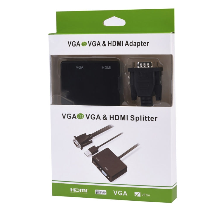 อะแดปเตอร์ VGA เป็น HDMI พร้อมตัวแยกสัญญาณ VGA และแปลงเสียง 3.5 มม.