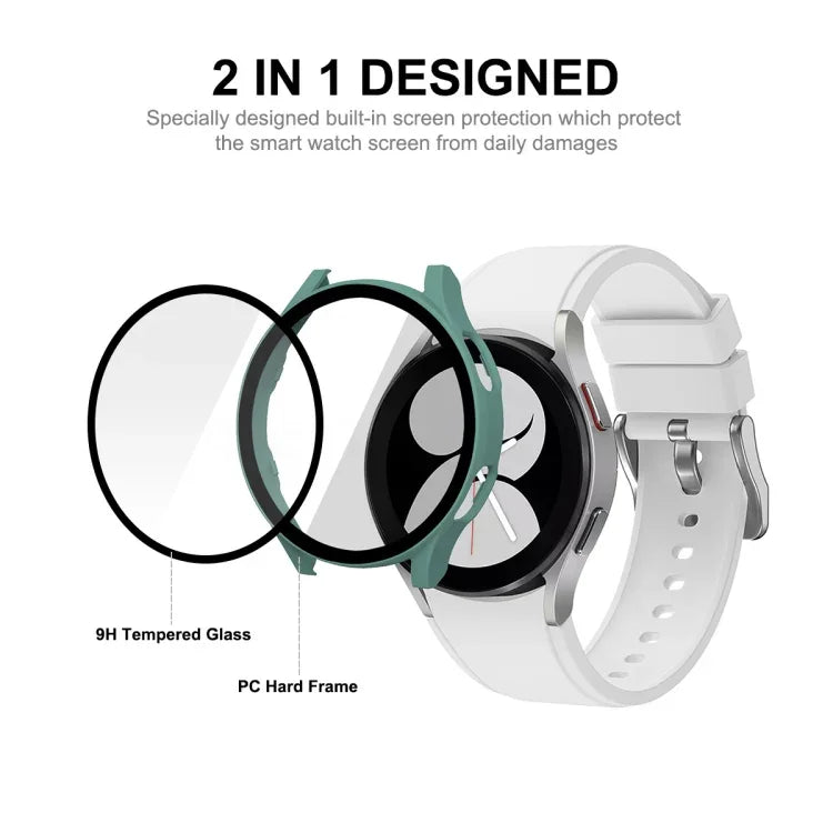 ENKAY Hat-Prince เคสคอมโพสิตกรอบ PC ครอบเต็มจอพร้อมฟิล์มกระจกนิรภัย สำหรับ Samsung Galaxy Watch4 40 มม.