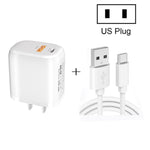 ที่ชาร์จเร็วพกพา CS-20W PD3.0 + QC3.0 พอร์ตคู่ พร้อมสายข้อมูล USB เป็น Type-C 3A, ที่ชาร์จ + สาย USB เป็น Type-C