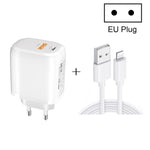 ที่ชาร์จเร็วพกพาแบบพกพา CS-20W PD3.0 + QC3.0 สองพอร์ต พร้อมสายข้อมูล USB 3A เป็น 8 พิน, ที่ชาร์จ + สาย USB เป็น 8 พิน