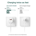 ที่ชาร์จเร็วพกพาแบบพกพา CS-20W PD3.0 + QC3.0 สองพอร์ต พร้อมสายข้อมูล USB 3A เป็น 8 พิน, ที่ชาร์จ + สาย USB เป็น 8 พิน