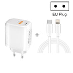 ที่ชาร์จเร็วพกพาแบบพกพา CS-20W PD3.0 + QC3.0 สองพอร์ต พร้อมสายข้อมูล Type-C 3A เป็น 8 พิน, ที่ชาร์จ + สาย Type-C เป็น 8 พิน