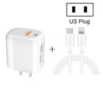 ที่ชาร์จเร็วพกพาแบบพกพา CS-20W PD3.0 + QC3.0 สองพอร์ต พร้อมสายข้อมูล Type-C 3A เป็น 8 พิน, ที่ชาร์จ + สาย Type-C เป็น 8 พิน