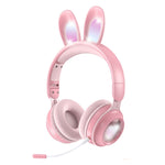 KE-01 หูฟังเพลงสเตอริโอไร้สายบลูทูธ 5.0 แบบหูกระต่าย พับได้ พร้อมไมค์ สำหรับ PC