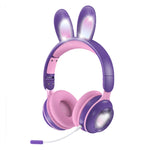 KE-01 หูฟังเพลงสเตอริโอไร้สายบลูทูธ 5.0 แบบหูกระต่าย พับได้ พร้อมไมค์ สำหรับ PC