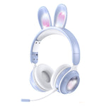 KE-01 หูฟังเพลงสเตอริโอไร้สายบลูทูธ 5.0 แบบหูกระต่าย พับได้ พร้อมไมค์ สำหรับ PC