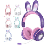 KE-01 หูฟังเพลงสเตอริโอไร้สายบลูทูธ 5.0 แบบหูกระต่าย พับได้ พร้อมไมค์ สำหรับ PC