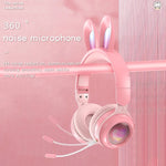 KE-01 หูฟังเพลงสเตอริโอไร้สายบลูทูธ 5.0 แบบหูกระต่าย พับได้ พร้อมไมค์ สำหรับ PC