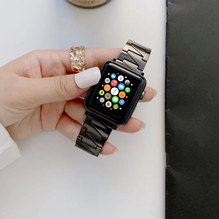 สายโลหะสแตนเลสสตีลแบบโซ่สร้างสรรค์ สำหรับ Apple Watch Series 7 41 มม. / 6&SE&5&4 40 มม. / 3&2&1 38 มม., 7 45 มม. / 6&SE&5&4 44 มม. / 3&2&1 42 มม.