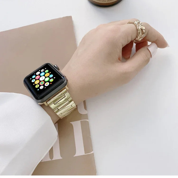 สายโลหะสแตนเลสสตีลแบบโซ่สร้างสรรค์ สำหรับ Apple Watch Series 7 41 มม. / 6&SE&5&4 40 มม. / 3&2&1 38 มม., 7 45 มม. / 6&SE&5&4 44 มม. / 3&2&1 42 มม.