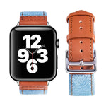 สายหนังพร้อมหัวล็อกสีเงิน สำหรับ Apple Watch Series 7 41 มม. / 6&SE&5&4 40 มม. / 3&2&1 38 มม., 7 45 มม. / 6&SE&5&4 44 มม. / 3&2&1 42 มม.