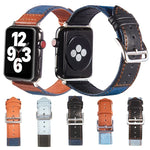สายหนังพร้อมหัวล็อกสีเงิน สำหรับ Apple Watch Series 7 41 มม. / 6&SE&5&4 40 มม. / 3&2&1 38 มม., 7 45 มม. / 6&SE&5&4 44 มม. / 3&2&1 42 มม.